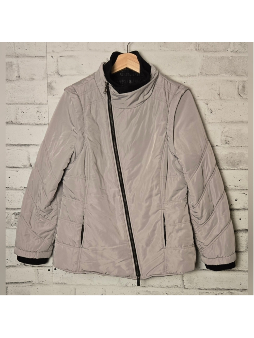 Spanner Reversible Jacket Vest L 3-in-1 Zip Off Sleeves Black Grey Coat